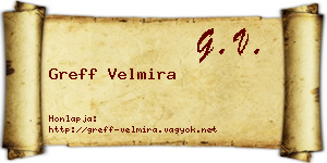 Greff Velmira névjegykártya